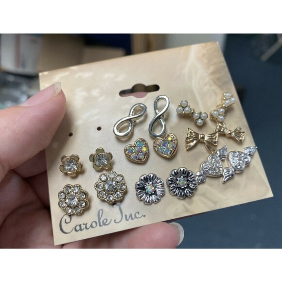 Carole Inc. - Multi Shape Rhinestone Stud Earrings Set - Picture 1 of 4